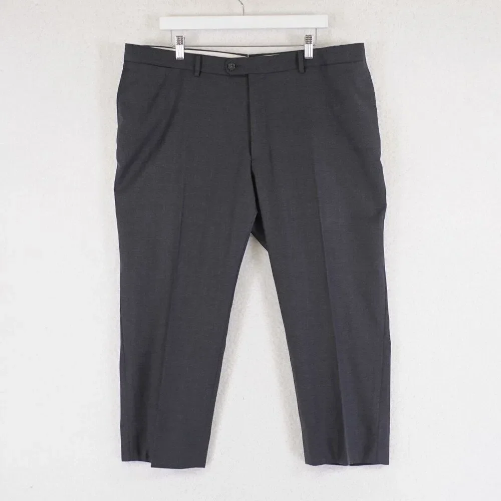SuitSupply Gray Wool Dress Pants‎ 40/24 Short Leg Mid Rise Flat Front Lined
